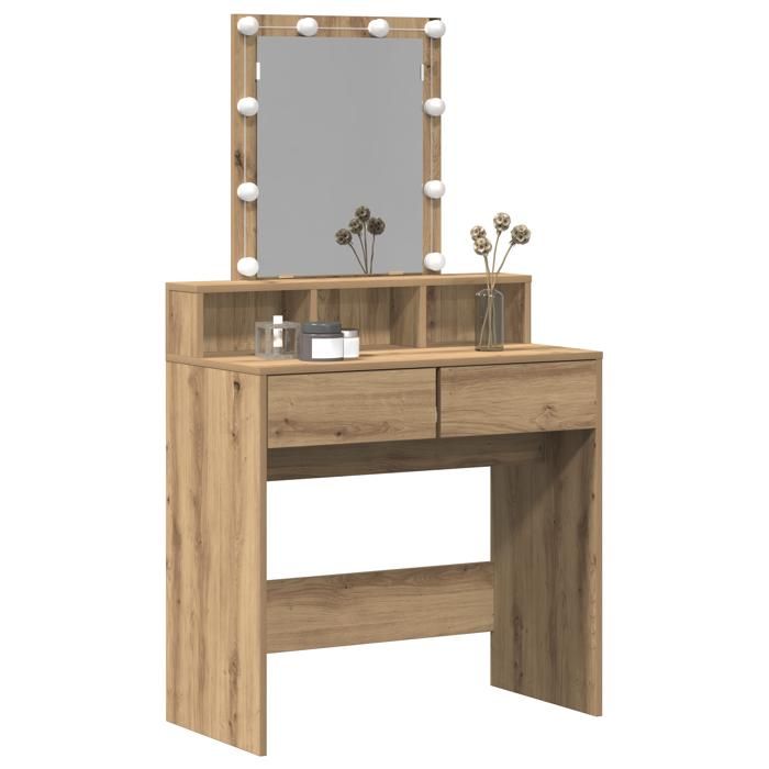 MGH - TOP coiffeuse/Table de maquillage - 1 femme - chêne artisanal 80x41x1445 cm - Bois dingénierie FR334