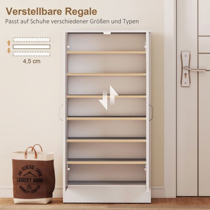 Armoire à chaussures avec articulations à fermeture douce étagères réglables étagère à chaussures à 6 niveaux pour couloir zone d