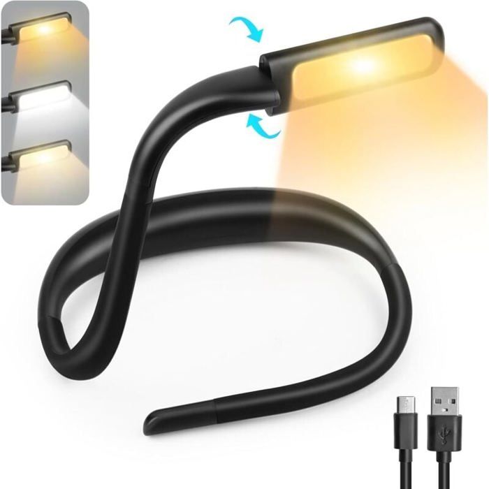 DRE-3 Couleurs Liseuse Lampe de Lecture de Cou Rechargeable Lampe Lecture au Lit LED Bras Pliables pour la Lecture le Tricot la