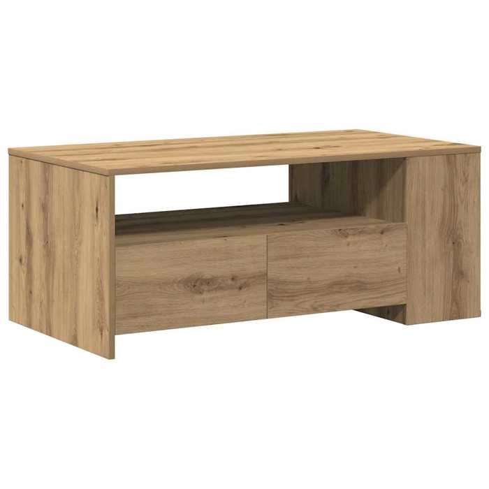 Table basse avec tiroir - GKO - Chêne artisanal - 102x55x43 5 cm - Avec tiroir - 3 étagères - Poids maximal 75 kg