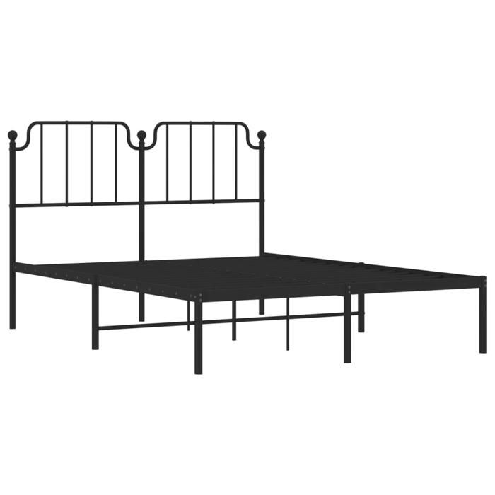 Métal Cadre de lit - BURKE - sans matelas - 2 PLACES - avec tête de lit noir 140x190cm BB899