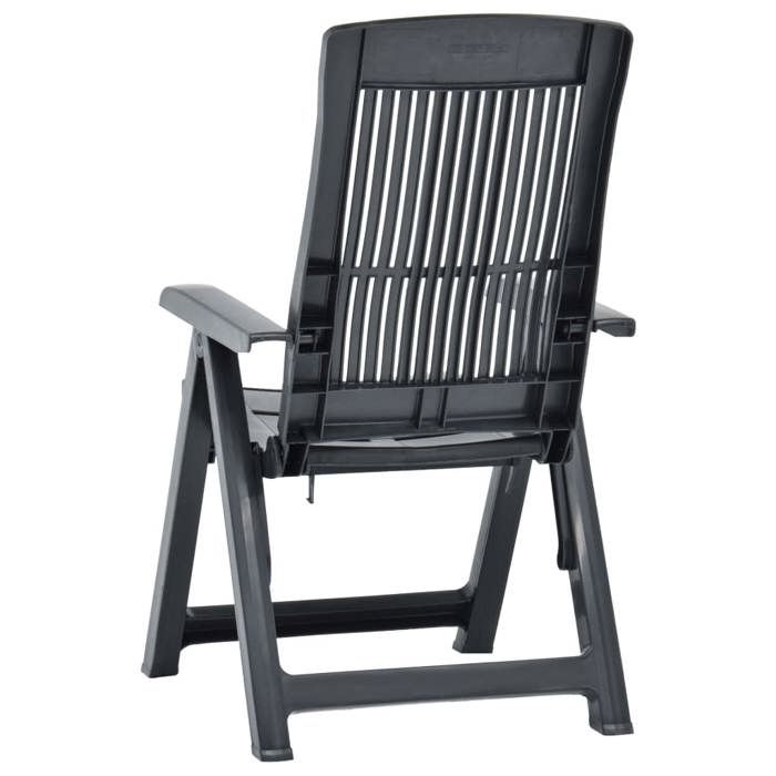 Chaises inclinables de jardin en plastique - WIENS - Lot de 2 - Anthracite - 60x61x109 cm - Dossier réglable