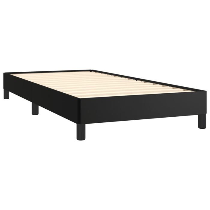 Cadre de lit similicuir - WIENS - Noir - 90x200 cm - Similicuir - Lattes de contreplaqué - Pieds robustes - 203x93x25 cm