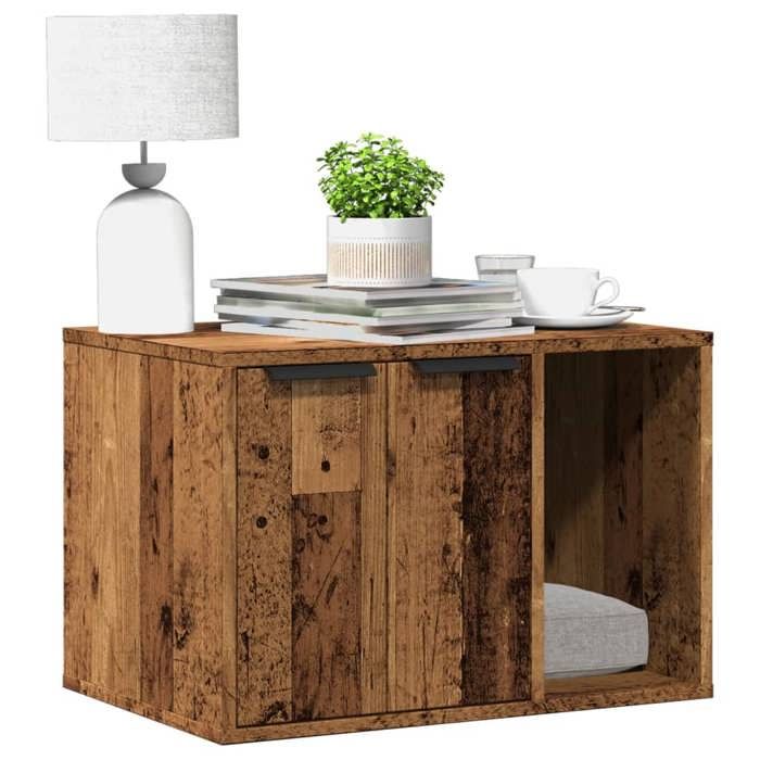 Meuble de bac à litière pour chat - vidaXL - Vieux bois - Bois dingénierie - 60x40x40 cm - Multifonctionnel Meuble de bac à litière pour chat - vidaXL - Vieux bois - Bois dingénierie - 60x40x40 cm - Multifonctionnel