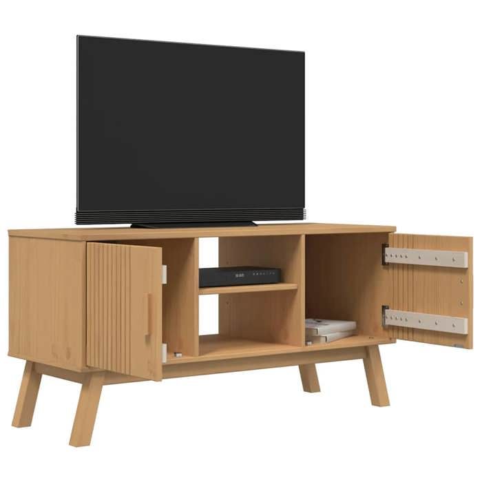SALE Janvier MODERNE Cabinet TV - MGH - MEUBLE TV/HIFI - Avec rangement - OLDEN marron 114x43x57 cm - Bois de pin massif TT475