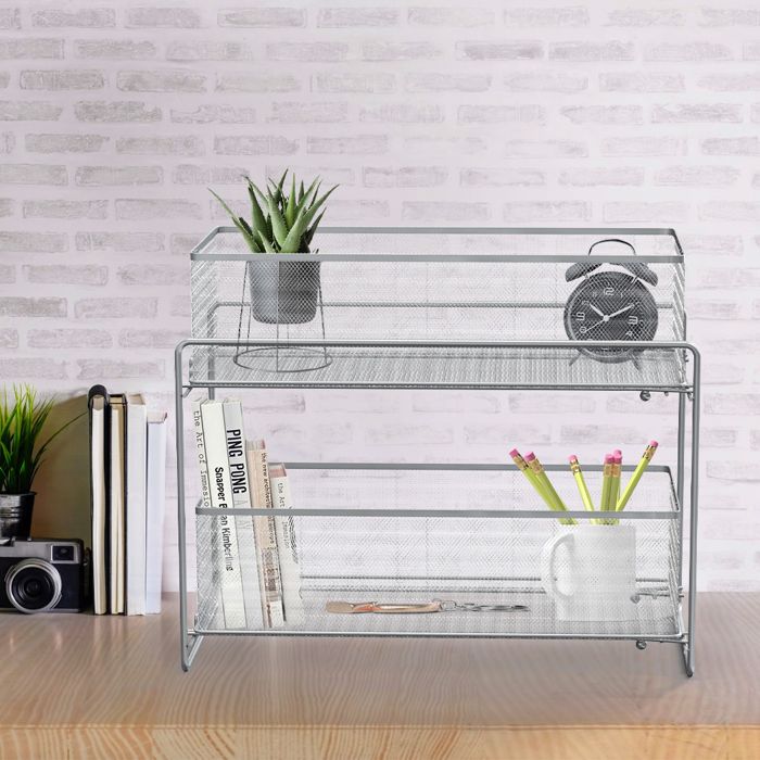 KEDIA Étagère de Rangement Sous évier avec Tiroir Coulissant Argent Cuisine Métal Contemporain Design 35*18*32.5cm