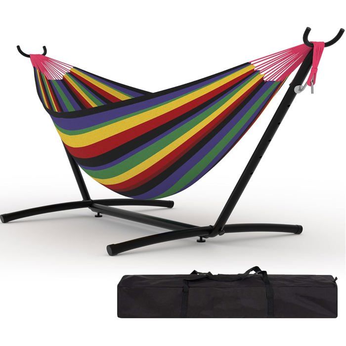 Hamac Double avec Support en Acier Hamac Portable 500 lbs