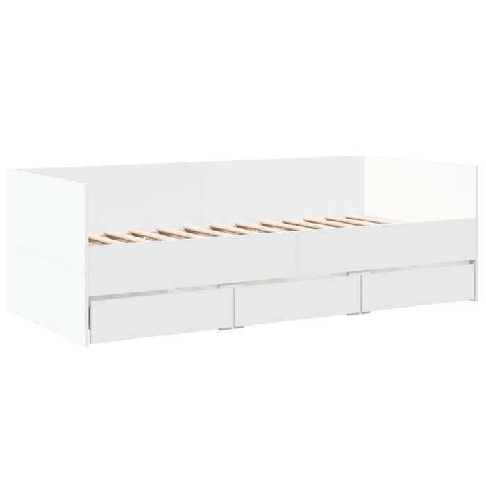 (En Promotion)Lit 1 PERSONNE 90x200cm Cadre de lit de jour Contemporain avec tiroirs sans matelas blanc 90x200cm L569839