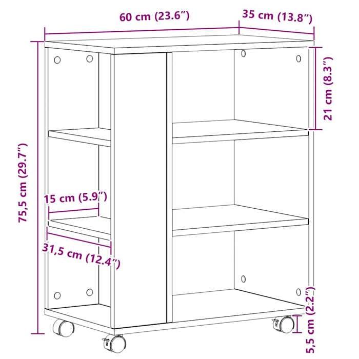 Remise 2026®Noir - Armoire de rangement - grand stockage - Buffet/Armoire salon - avec roue - chêne Noir - 60x35x75cm 287 9067126