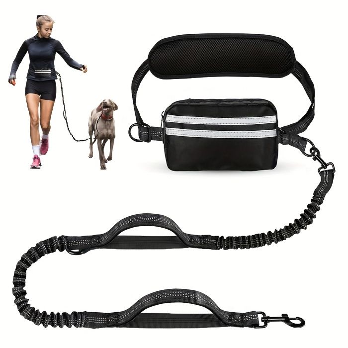 Laisse Canicross Chien Harnais Ceinture pour Chien sans Les Mains Laisse Réfléchissante Anti-Fuite avec Ceinture Lombaire Réglable