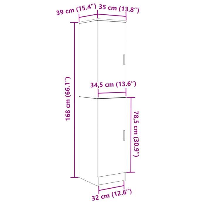 Rangement de cuisine - Haut Armoire Chêne Sonoma 35x39x168 cm - Buffet Vaisselier Rangement@395761