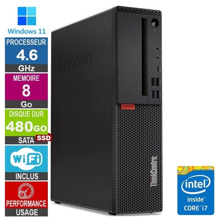 Lenovo M920s i7 8700 4.60GHz 8Go480Go SSD Wifi W11