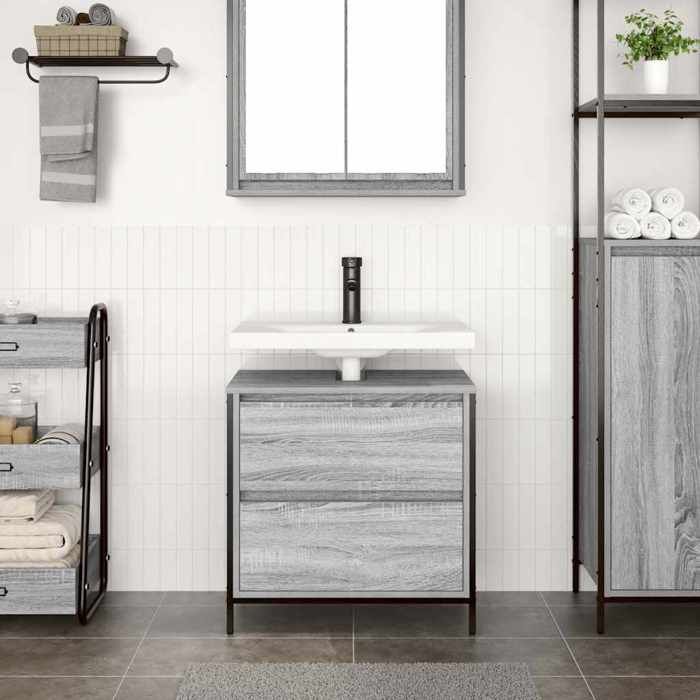 (17724)Moderne Meuble de salle de bain avec lavabo et tiroirs 60x345x60 cm poid:17.4 kg