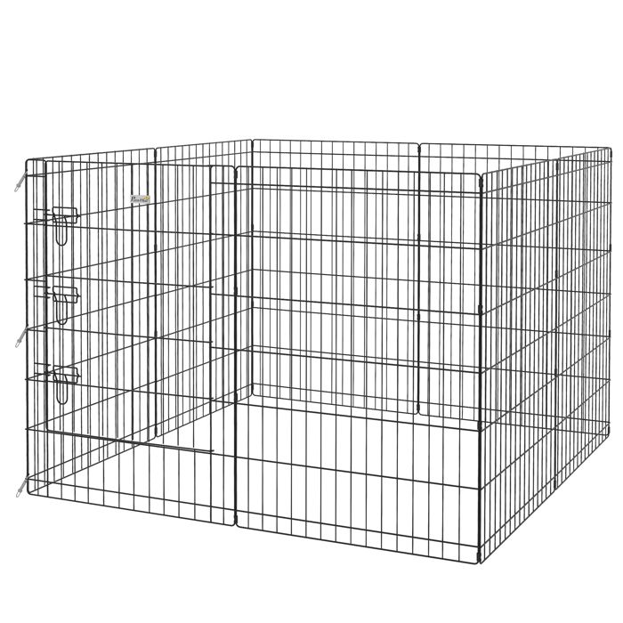 LIA Parc enclos modulable pour chiens lapins rongeurs clôture pour petits animaux intérieur et extérieur 61 x 91 cm noir