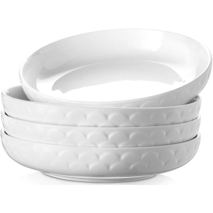 Assiettes Creuses4x1600Ml Assiettes Plate À Pâtes En PorcelaineBols De Service Grande À Dîner Pour Pâtes/Soupe/Salade/Dessert/Fr