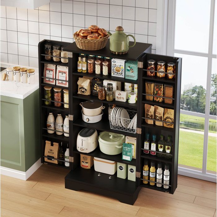 JOINERY Armoire De Cuisine Meuble De Rangement 2 Portes LED À Capteur 120 5 cm MDF Noir Étagère Réglable