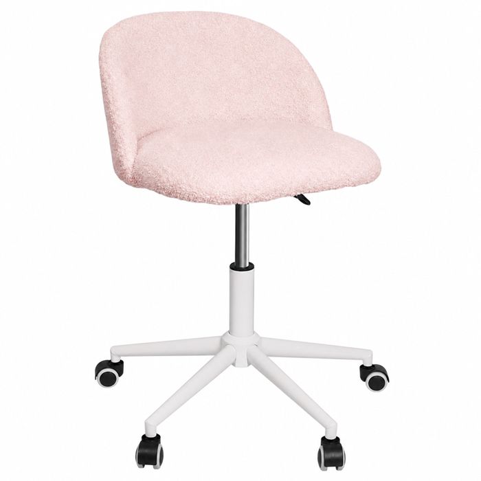 Chaise de bureau Coiffeuse en tissu moelleux avec dossier incurvé Hauteur réglable charge 120kg Bureau/Chambre/Dressing