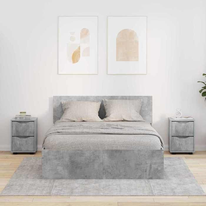 Moderne Armoires de chevet avec tiroir - (Set de 2) - Cabinets de lit - Gris béton 305x30x43 cm&01_3251