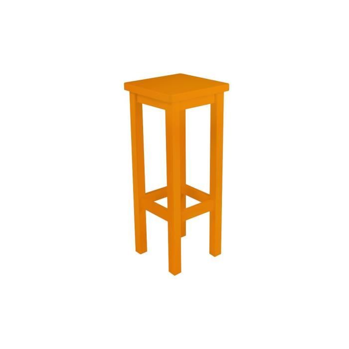 tabouret de bar en bois massif - abc meubles - hauteur 80 cm - couleur orange - style contemporain