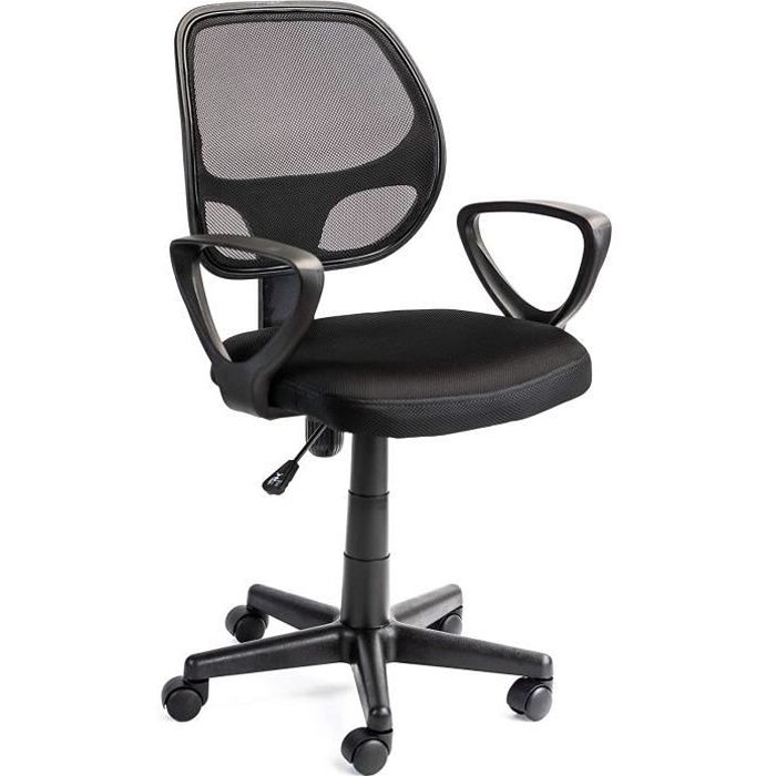 chaise de bureau ergonomique - acaza - siège à roulettes avec hauteur réglable - noir
