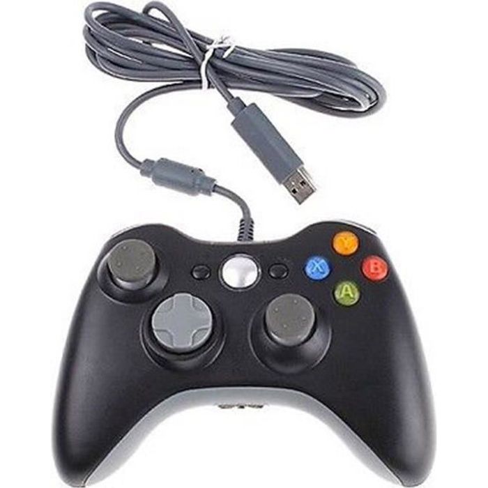 Manette filaire Xbox 360 Manette de jeu USB pour Microsoft Xbox 360 &  Slim/Windows/PC, Joystick avec turbo à double vibration et boutons de  déclenchement pour console Xbox 360 Noir - MK00599 - Sodishop