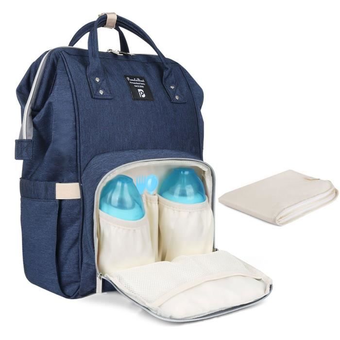Sac A Dos A Langer Bebe Impermeable En Oxford Grande Capacite 55l Avec Matelas A Langer Poignees Unisex Voyage Bleu Achat Vente Sac A Langer 0602430304415 Cdiscount