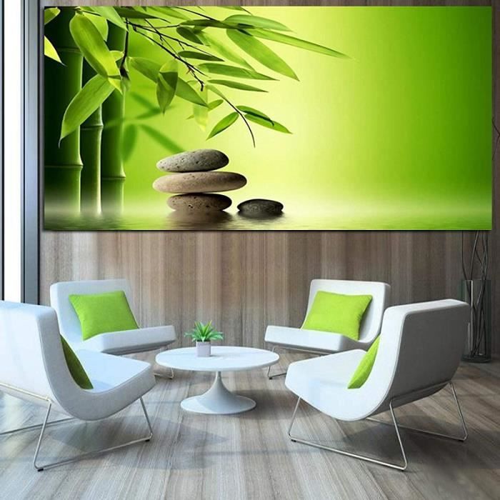 Imprimer Des Pierres Zen Bambou Eau Feng Shui Peinture Paysage Sur Toile Mur Art Photos Pour Salon Avec Cadre 60x80cm Cdiscount Maison