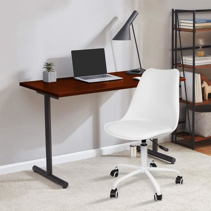 laizere. 1x chaise de bureau ou études de style nordique avec base chromé en blanc, en pp, blanc
