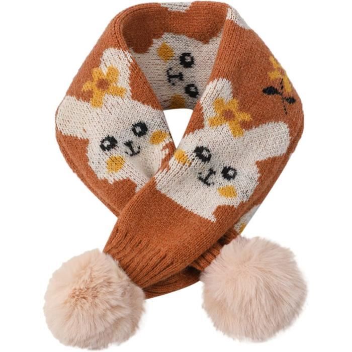 Écharpe Polaire Enfant BASOUR – Écharpe Chaude Hiver Avec Clochettes Mignonnes, Beige, 75 X 10 Cm – Unisexe Dessin Animé