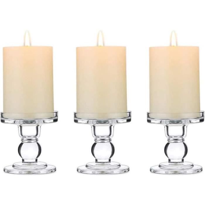 Grand pot de cloche en verre transparent rétro rustique avec 3 bougies｜Homary