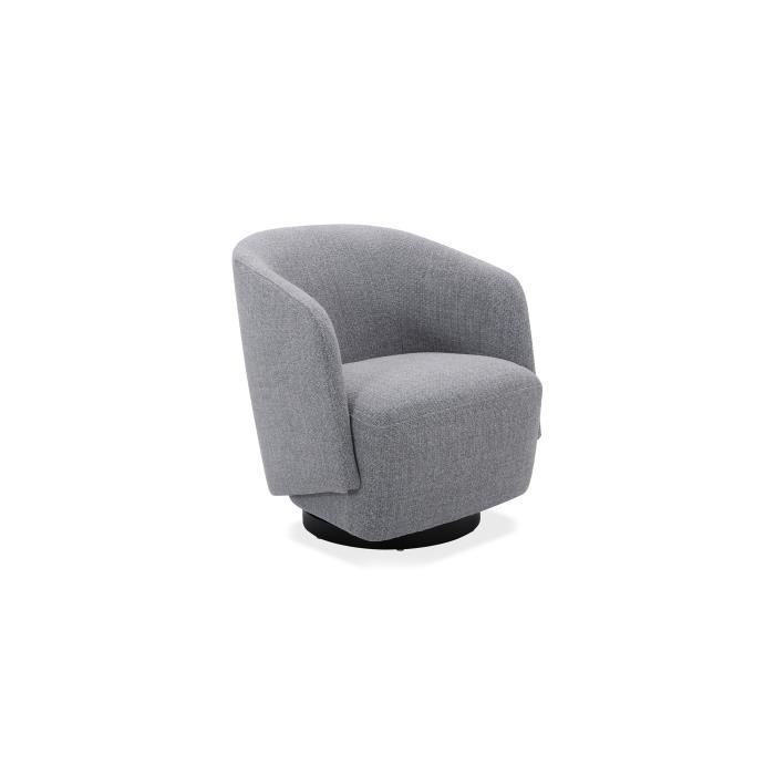 emeric - fauteuil cabriolet design pivotant en tissu gris