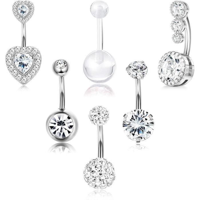 Piercing Nombril Acier Chirurgical Lot De 8 Piercings Nombril 14G