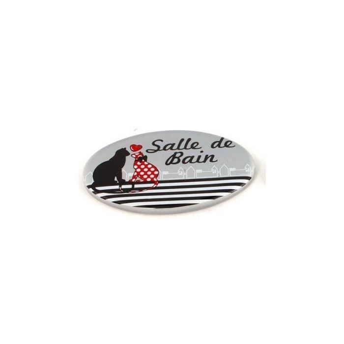 Plaque De Porte Salle De Bain Decoration Chats Rouge Et Noir