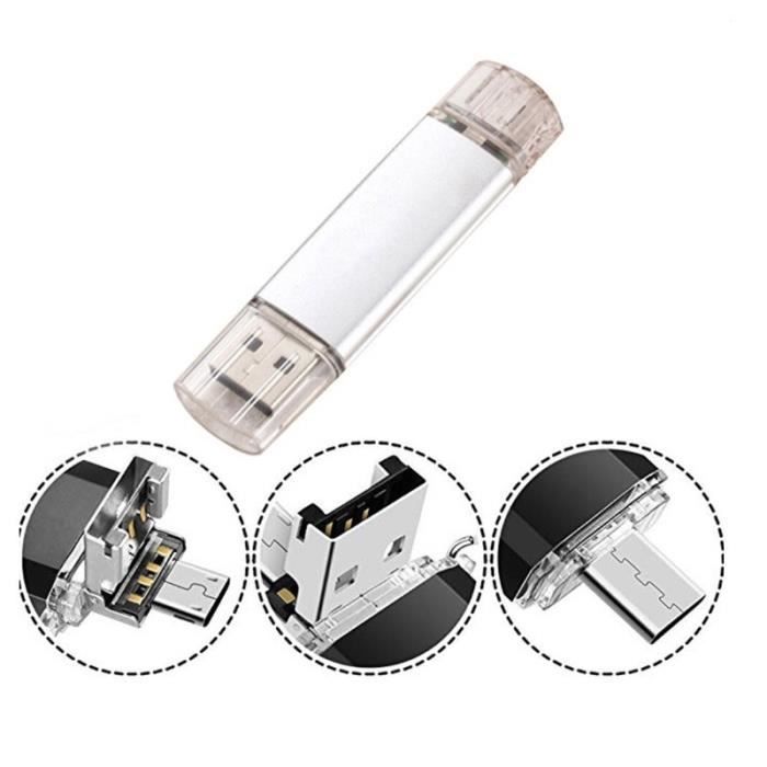 Clef USB 8Go 3 en 1 pour SAMSUNG Galaxy Note 20 Ultra Smartphone & PC  Type C Micro USB Cle Memoire 8GB (ARGENT)