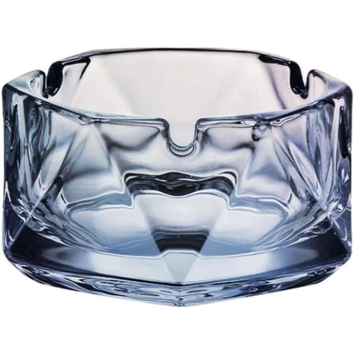 6 Cendriers Verre Transparent Praknu | Empilables | 10.5cm | 4 Fentes | Lavables Lave-Vaisselle