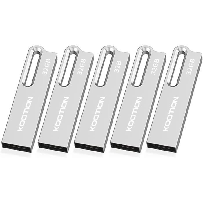 5 Lot 32 Go Clé USB 2.0 Clé USB en métal avec Porteclés 32 Go étanche Jump Drive Memory Sticks