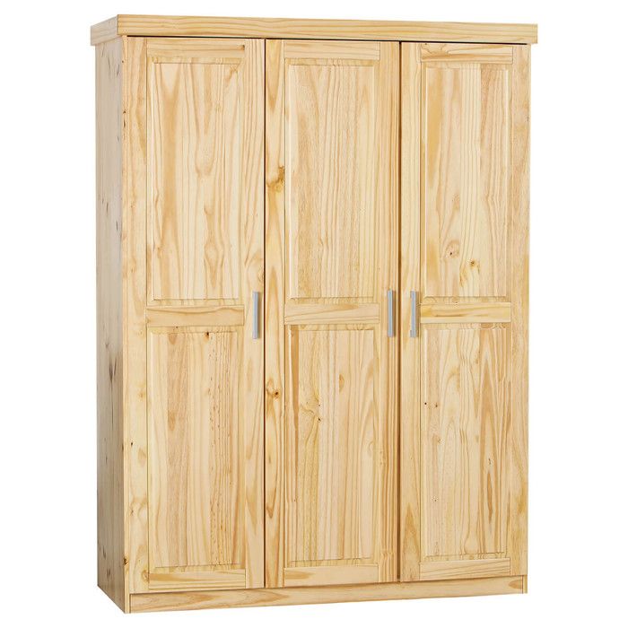 CALI - Armoire 3 Portes Bois Massif Naturel