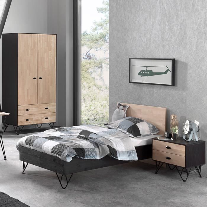 Chambre Enfant Moderne En Bois Spike Armoire 2 Portes Marron L 95