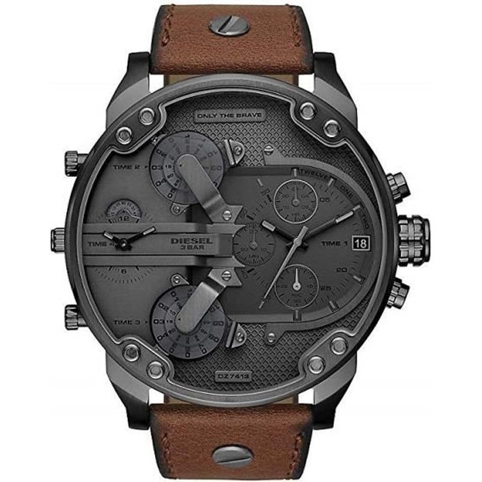 DIESEL Montre homme  Mr. Daddy 2.0 DZ7413 bracelet cuir marron