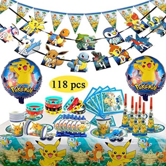 Decoration De Fete D Anniversaire Pour Enfants Pokemon Pokemon Bracelets Nappes De Table Ballon Pour 10 Invites Pour Party Celebrat Cdiscount Maison