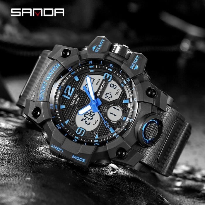 Montre de sport pour hommes Style G noire Led num rique