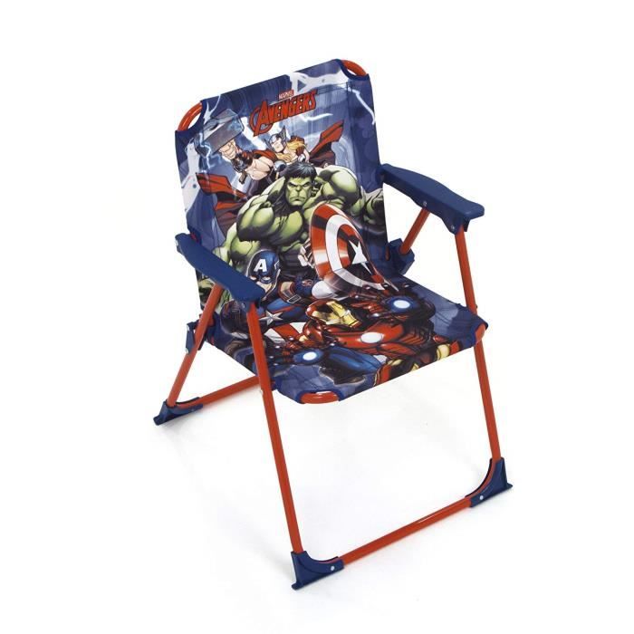 Chaise pliante pour enfant - Avengers - Métal et tissu - Bleu - Dimensions:  38x32x53cm - Cdiscount Jardin
