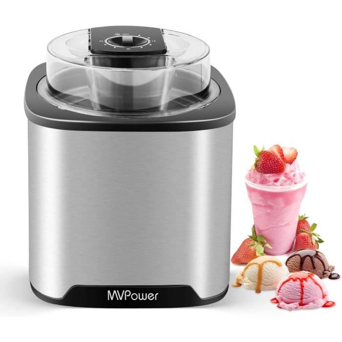 MVPOWER Sorbetiere Electrique 2L Machine a Glace en acier inoxydable pour Sorbet Glace Creme Glacee Frozen Yaourt Fonction Minute Cdiscount Electromenager