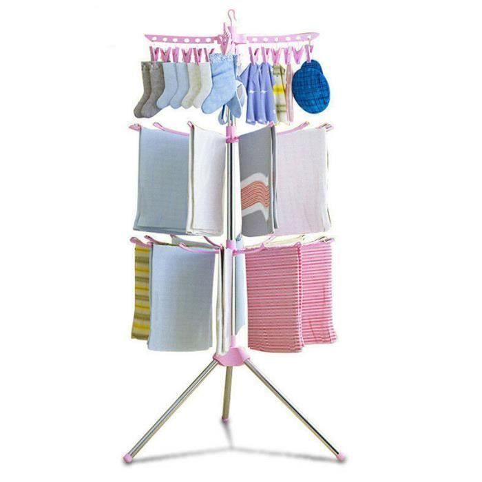 etendoir a linge rose sechoir a linge trepied 2 niveaux cintre pliage cremaillere transportables de sechage cdiscount maison