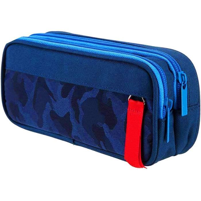 Trousse Scolaire Camouflage Bleu Grande Capacité