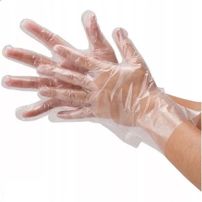50 Gants Jetables en Plastique Transparent Taille L Hygiène Pompe à Essence Bactéries