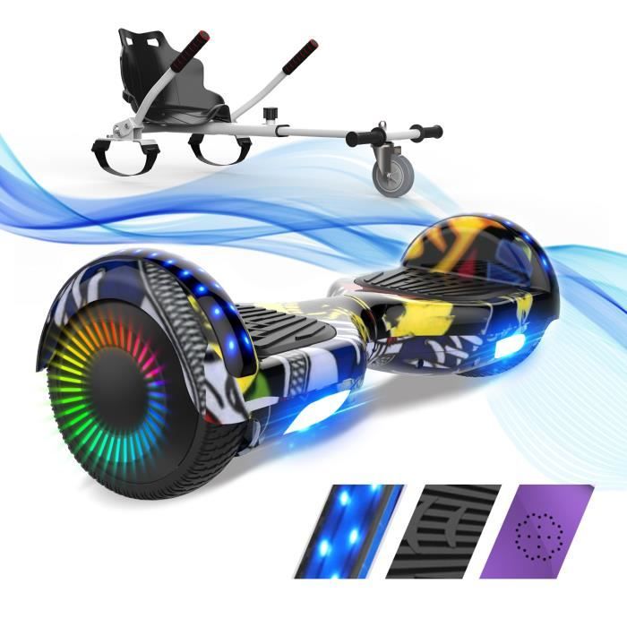 Colorway Hoverboard Gyropode electrique 6.5 Self Balancing Scooter avec Bluetooth LED Electrique Clignotant Rose Kart Kit kartBlanc Cdiscount Sport
