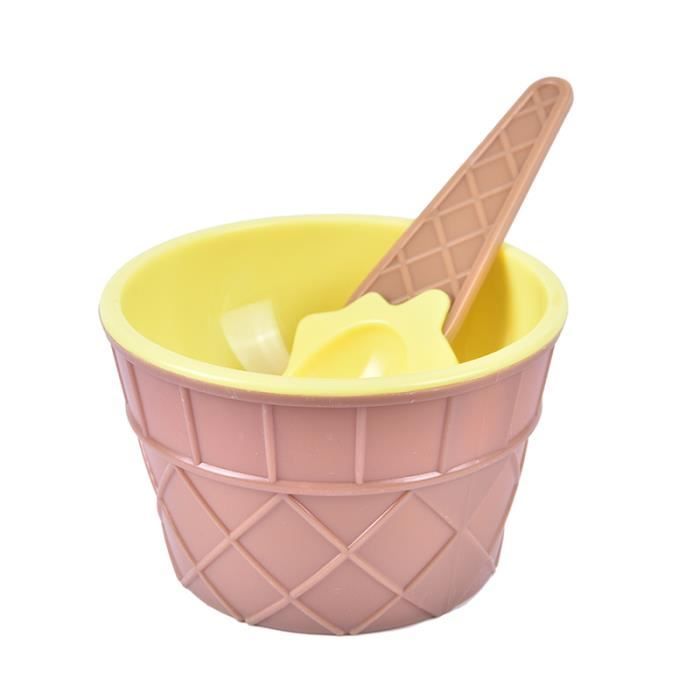 6 Bols à Glace Colorés + Cuillères - Enfants, Dessin Animé, Plastique PP