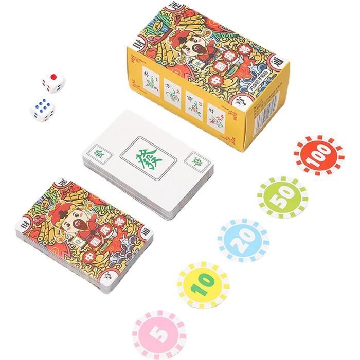 Carte Mahjongg 144 Cartes Numérotées En Papier Épais De Petite Taille Mahjong,Ensemble Complet