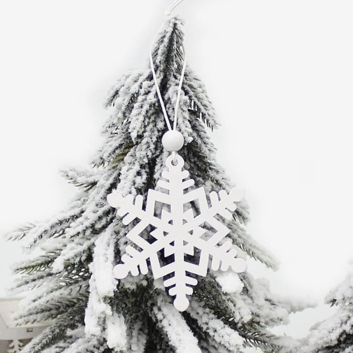 Lot De 32 Flocons De Neige En Bois Pour Noël - 4 Styles, 7.5 Cm, Blanc, Avec Ficelle Pour Décorer Sapin, Couronne Ou Cheminée - 2